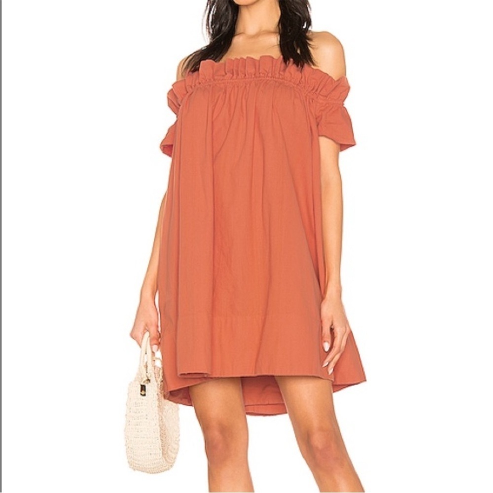 Free People Sophie Terracotta Off-Shoulder Mini Dress